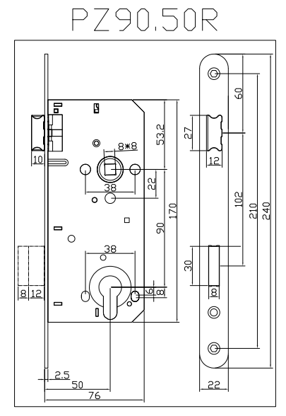 PZ90.50R ล็อคประตู